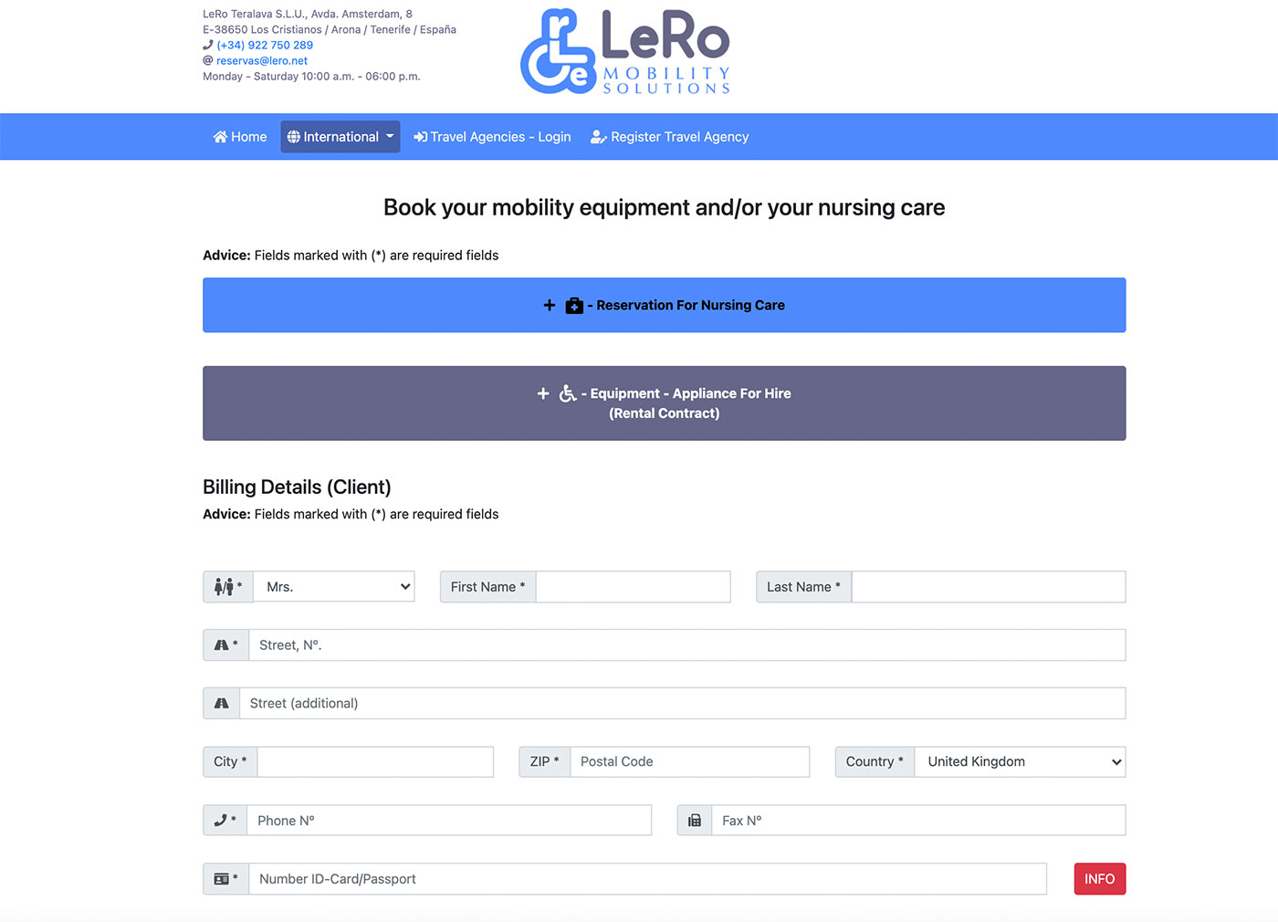 Lero Booking Form